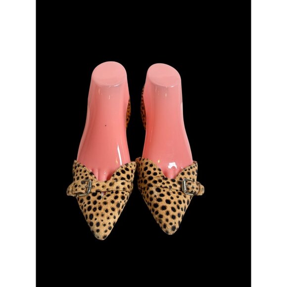 Dr. Scholls Womens Real Dyed Cow Fur D'Orsay Flats Leopard Print Sz. 6.5 - Picture 2 of 8